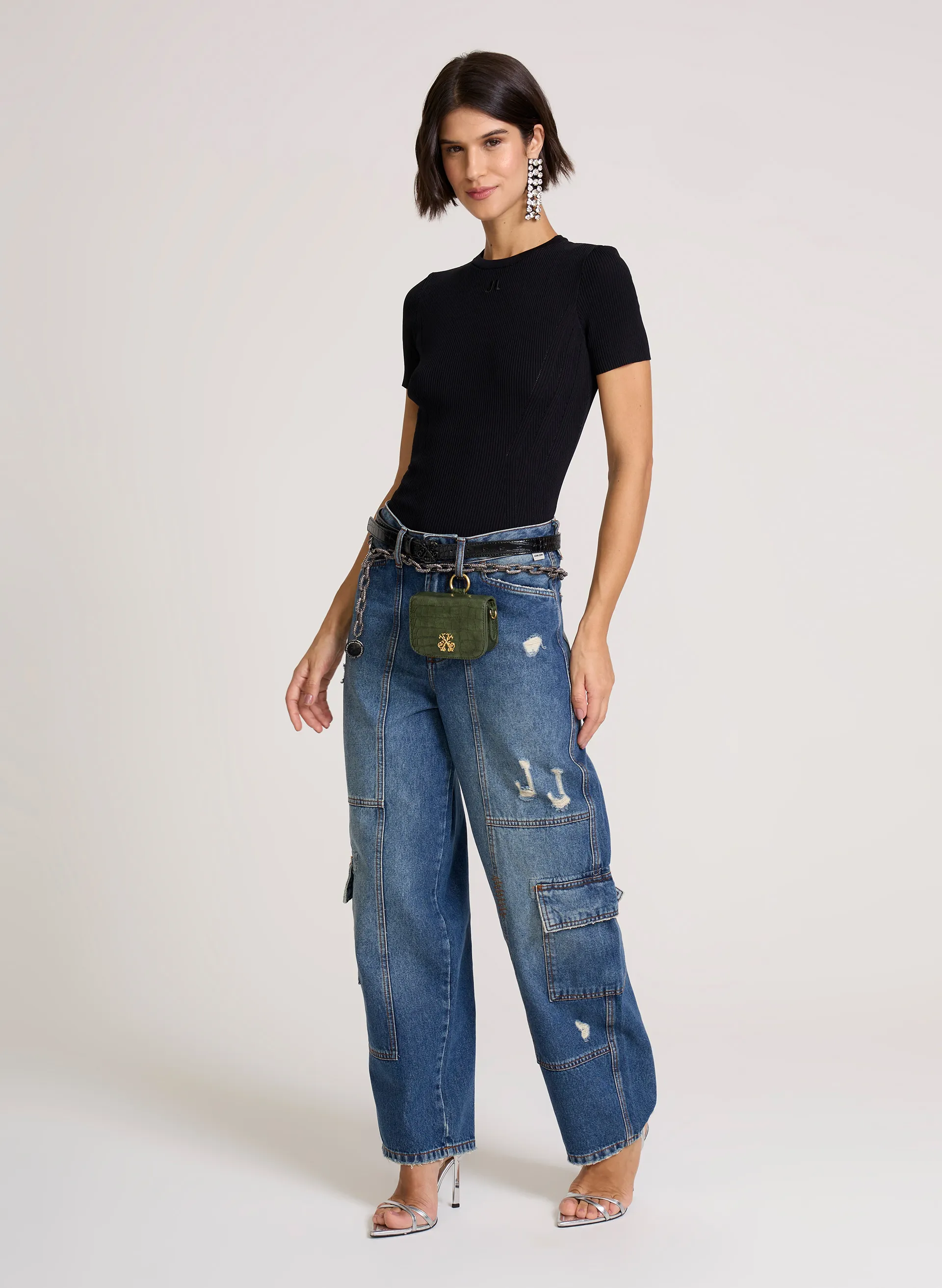 Calça Jeans Cargo Utilitária