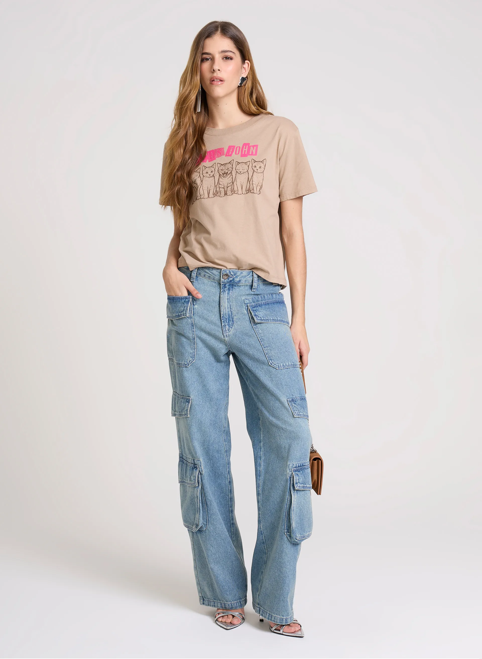 Calça Jeans Cargo Utilitária Light Wash